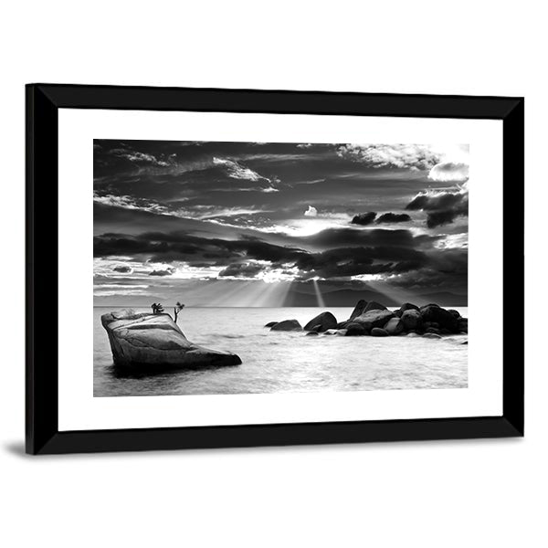 Cloud Burst Over Bonsai Rock At Lake Tahoe Canvas Wall Art