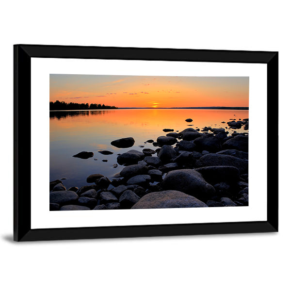 Beach At Sunset In Sweden Canvas Wall Art