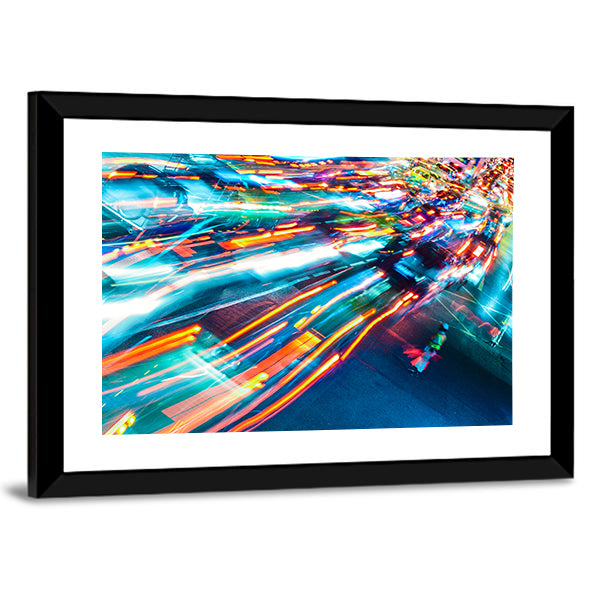 Car Lights Trails Canvas Wall Art