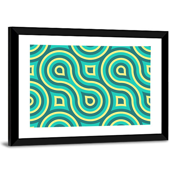 Retro Teal Geometric Pattern Canvas Wall Art