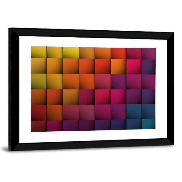 Colorful 3d Cube Grid Canvas Wall Art