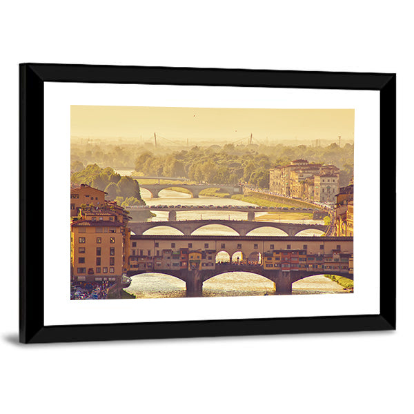 Ponte Vecchio at Golden Hour, Florence Cityscape Canvas Wall Art