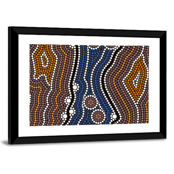 Indigenous Australian River Dot Painting Canvas Wall Art