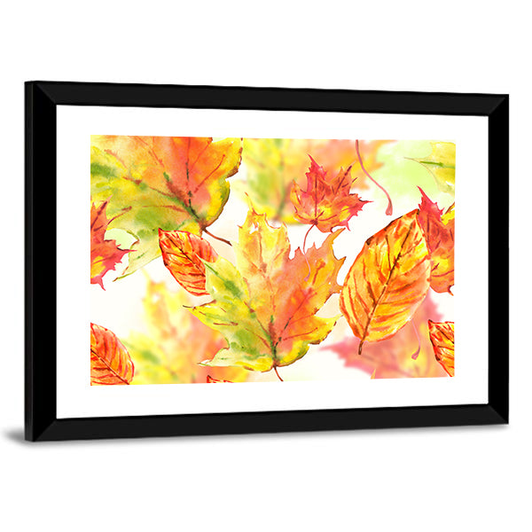 Watercolor Autumn Leaves Canvas Wall Art