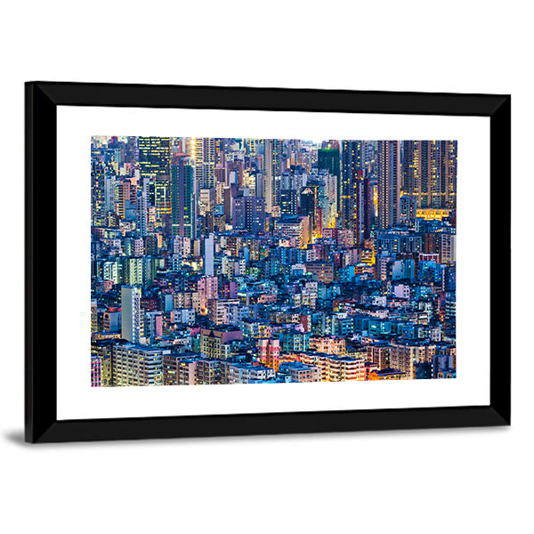 Hong Kong At Night Canvas Wall Art