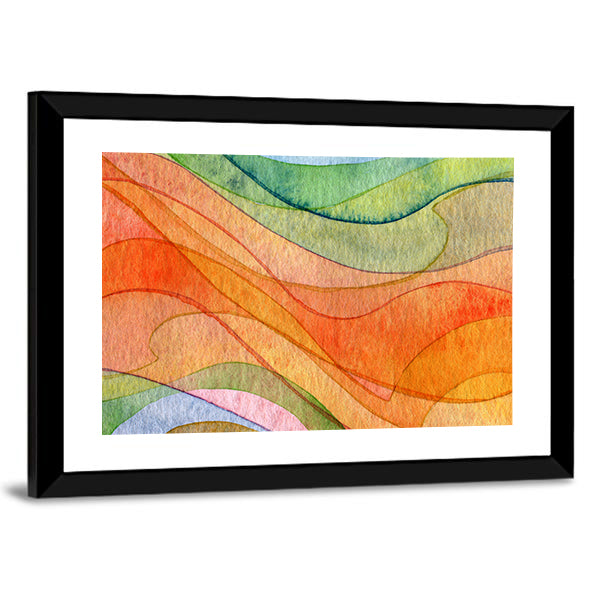 Colorful Watercolor Wave Abstract Canvas Wall Art