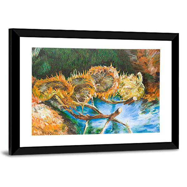 Four Cut Sunflower Heads Canvas Wall Art