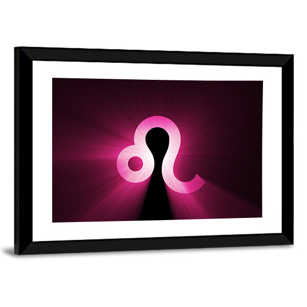 Glowing Leo Zodiac Symbol Canvas Wall Art