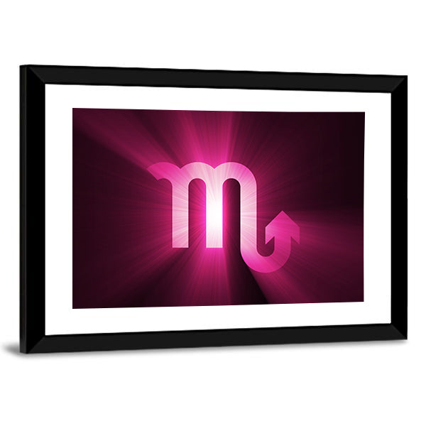 Glowing Scorpio Zodiac Glyph Canvas Wall Art