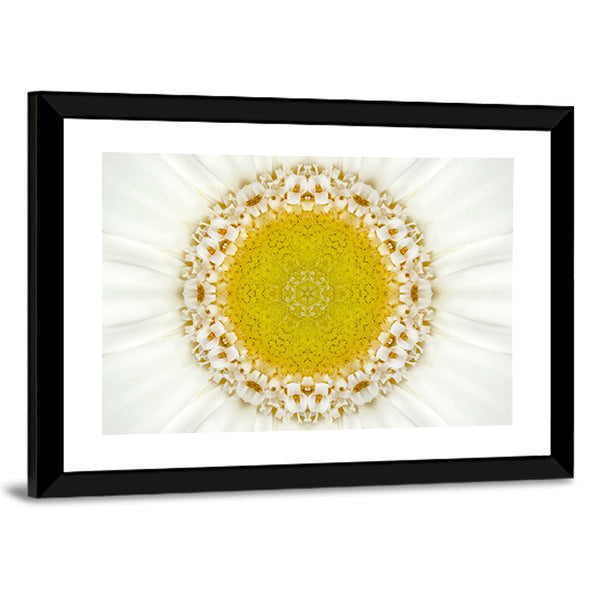 White Concentric Flower Canvas Wall Art