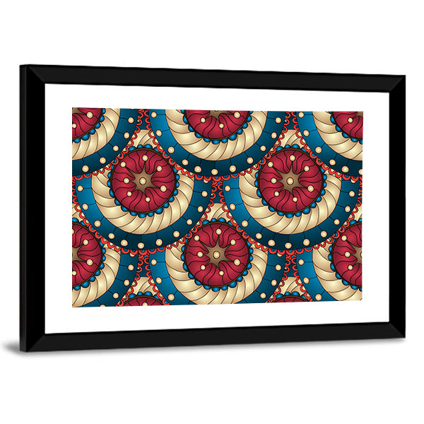 Blue and Gold Mandala Medallions Canvas Wall Art