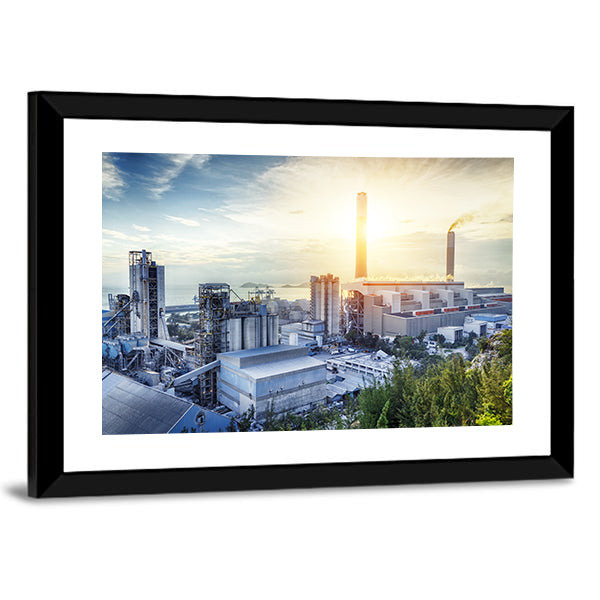 Glowing Petrochemical Plant at Sunset Canvas Wall Art
