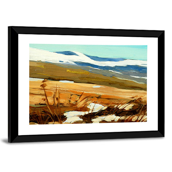 Winter Snow-capped Hills Landscape Canvas Wall Art