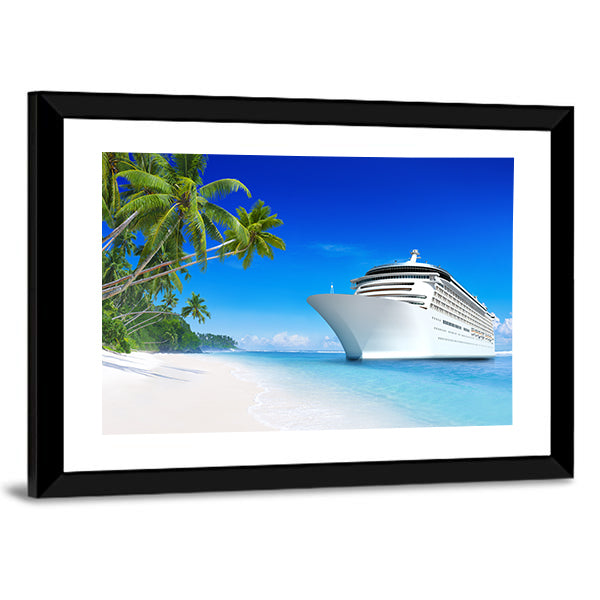 Summertime Cruise Ship by Tropical Beach Canvas Wall Art