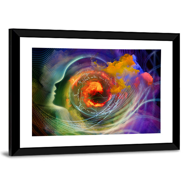 Silhouetted Profile with Fractal Vortex Canvas Wall Art