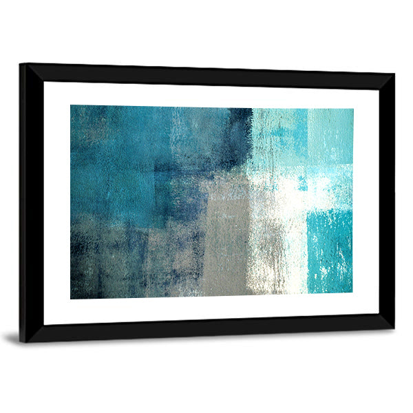 Layered Turquoise Abstract Rectangles Canvas Wall Art