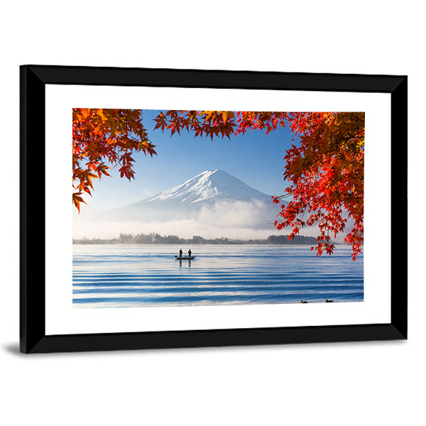 Fuji Mountain Lake In Autumn Canvas Wall Art