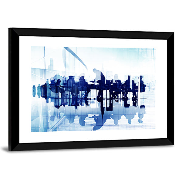 Business Meeting Double Exposure Canvas Wall Art