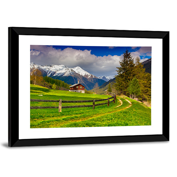 Spring Landscape In Swiss Alps Canvas Wall Art