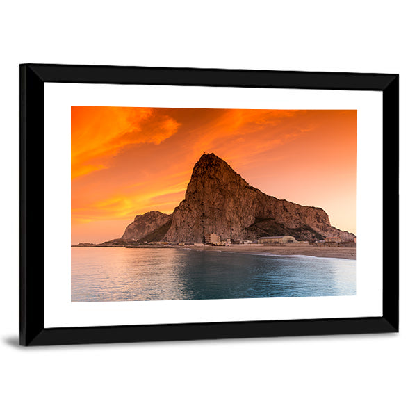 Rock of Gibraltar at Sunset Canvas Wall Art