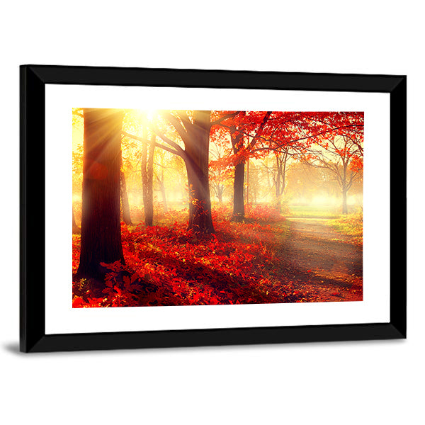 Autumn Park in Morning Sun Canvas Wall Art