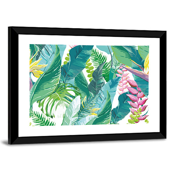 Exotic Tropical Leaves and Flowers Canvas Wall Art