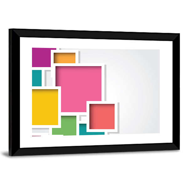 3d Layered Geometric Squares Canvas Wall Art