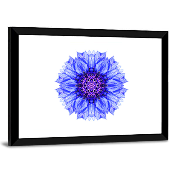 Blue Cornflower Mandala Canvas Wall Art