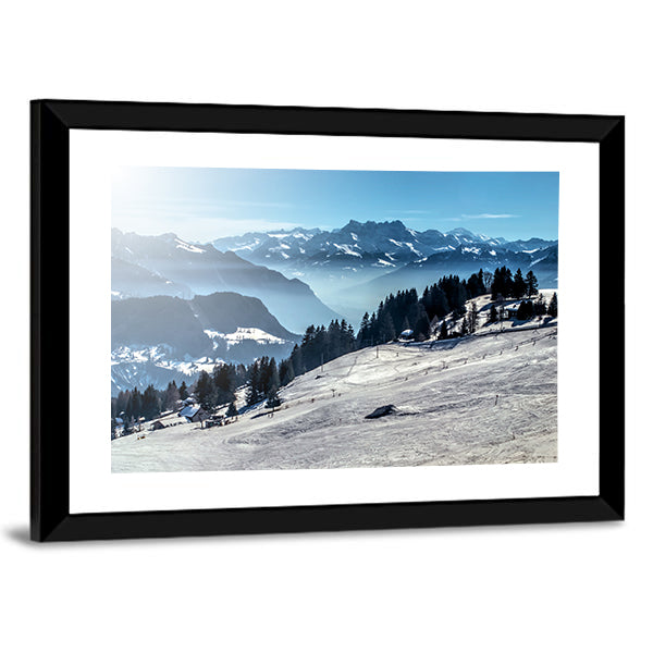 Winter Mountain Ski Slope Canvas Wall Art