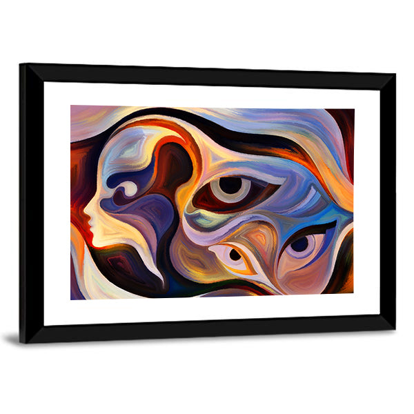 Abstract Human Profile with Eyes Canvas Wall Art