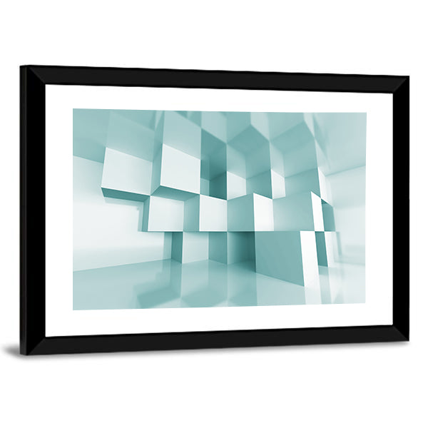 Reflective Stacked Cubes Canvas Wall Art