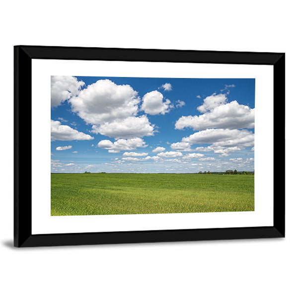 Blue Sky Over Green Field Canvas Wall Art