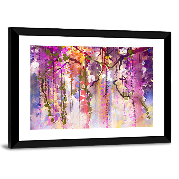 Spring Purple Wisteria Blossoms Canvas Wall Art