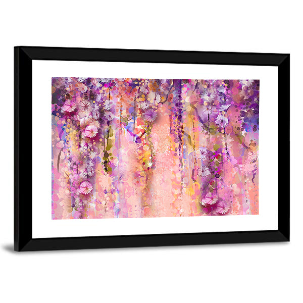 Wisteria Blossoms in Purple and Pink Canvas Wall Art