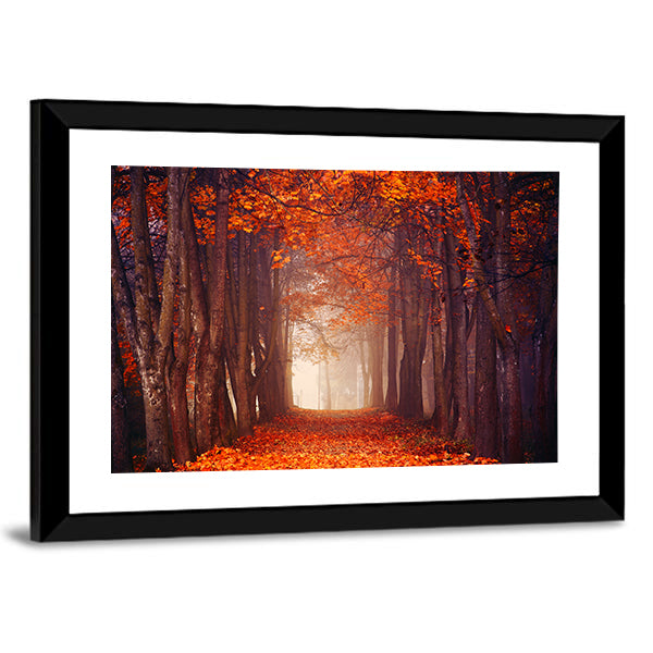 Autumn Misty Forest Canvas Wall Art