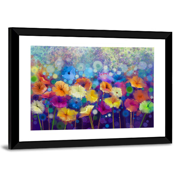 Colorful Watercolor Floral Meadow Canvas Wall Art