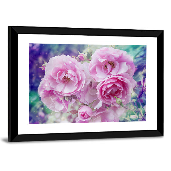 Romantic Pink Roses Close-up Canvas Wall Art
