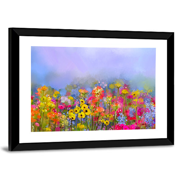 Multicolor Spring Wildflower Meadow Canvas Wall Art