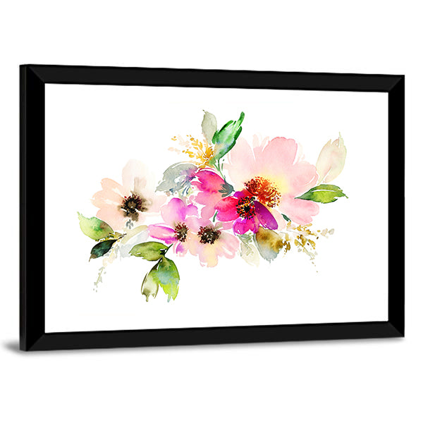 Delicate Watercolor Floral Bouquet Canvas Wall Art