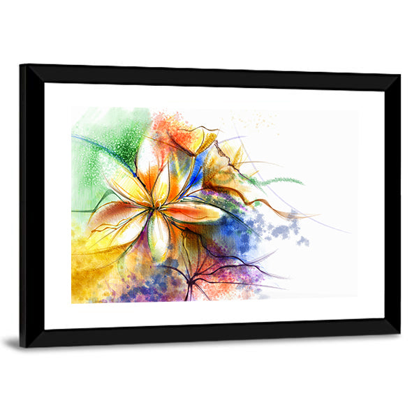 Colorful Abstract Lilies Canvas Wall Art