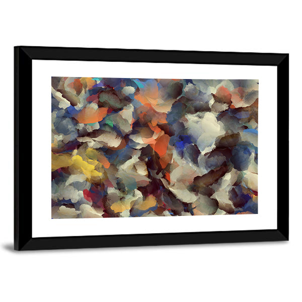 Colorful Retro Abstract Brushstroke Composition Canvas Wall Art
