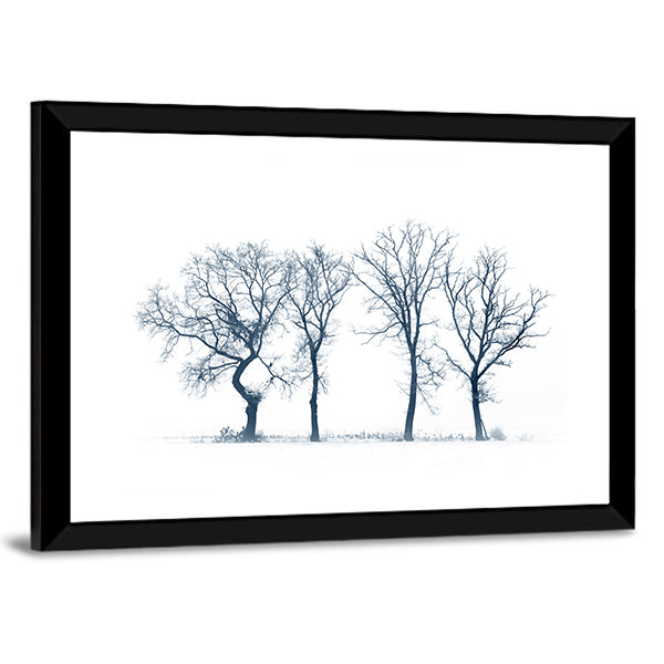 Four Bare Trees in Winter Canvas Wall Art
