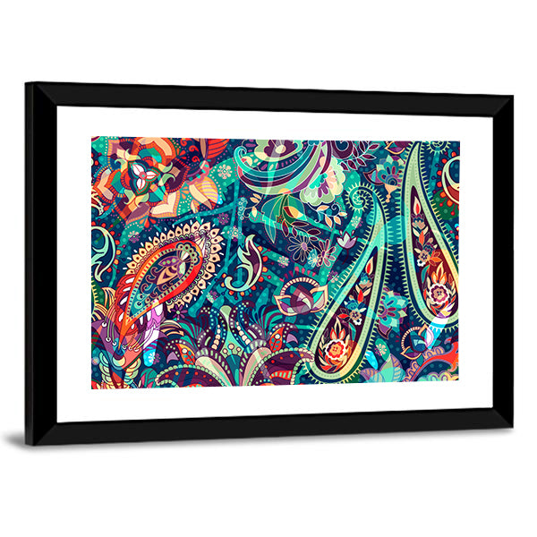 Colorful Boho Paisley Floral Canvas Wall Art
