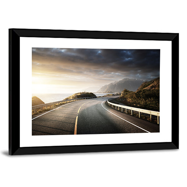 Winding Coastal Road in Lofoten Canvas Wall Art