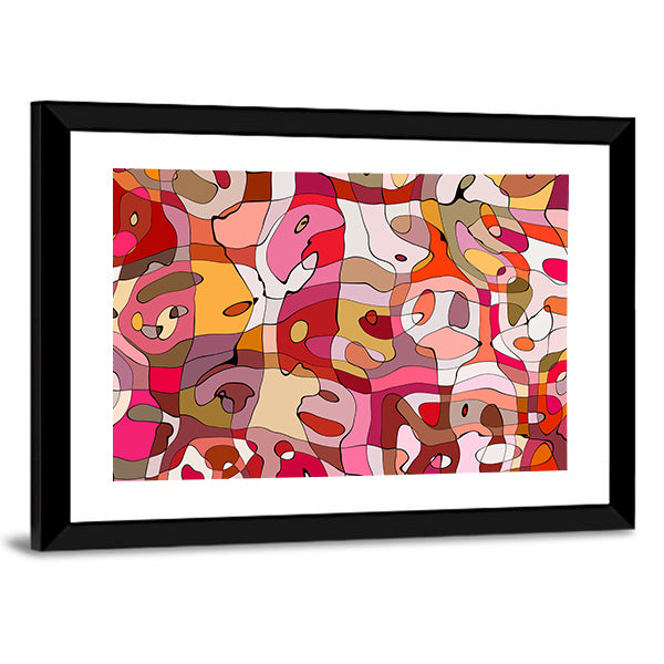Crowded Abstract Faces in Warm Tones Canvas Wall Art