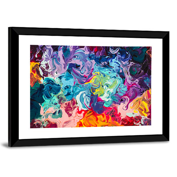 Colorful Acrylic Abstract with Thick Paint Swirls Canvas Wall Art