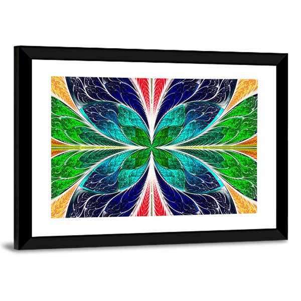 Stained Glass Fractal Butterfly Canvas Wall Art