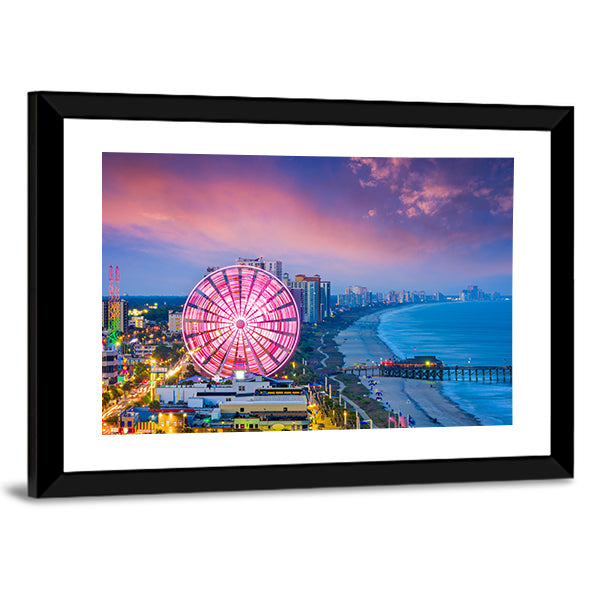 Myrtle Beach Sunset Ferris Wheel Canvas Wall Art