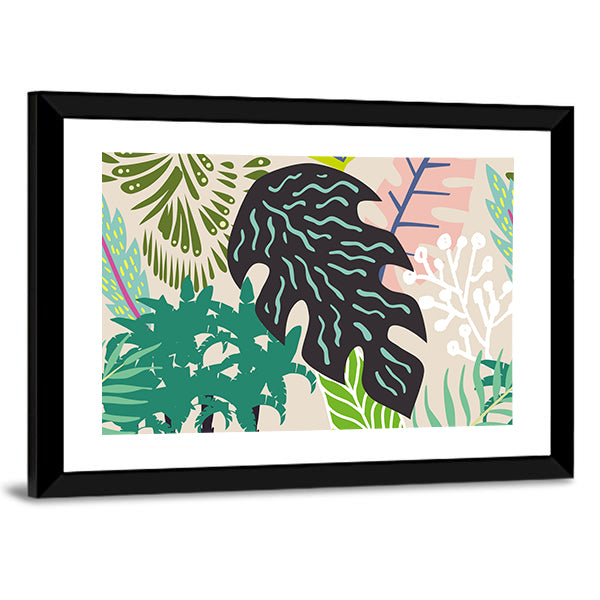 Abstract Palm Leaves Collage Canvas Wall Art