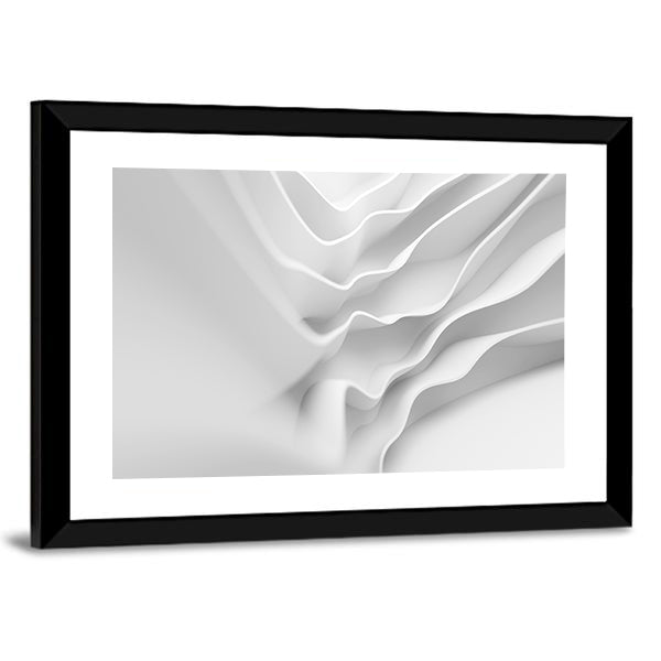 White Architectural Abstract with Layered Forms Canvas Wall Art